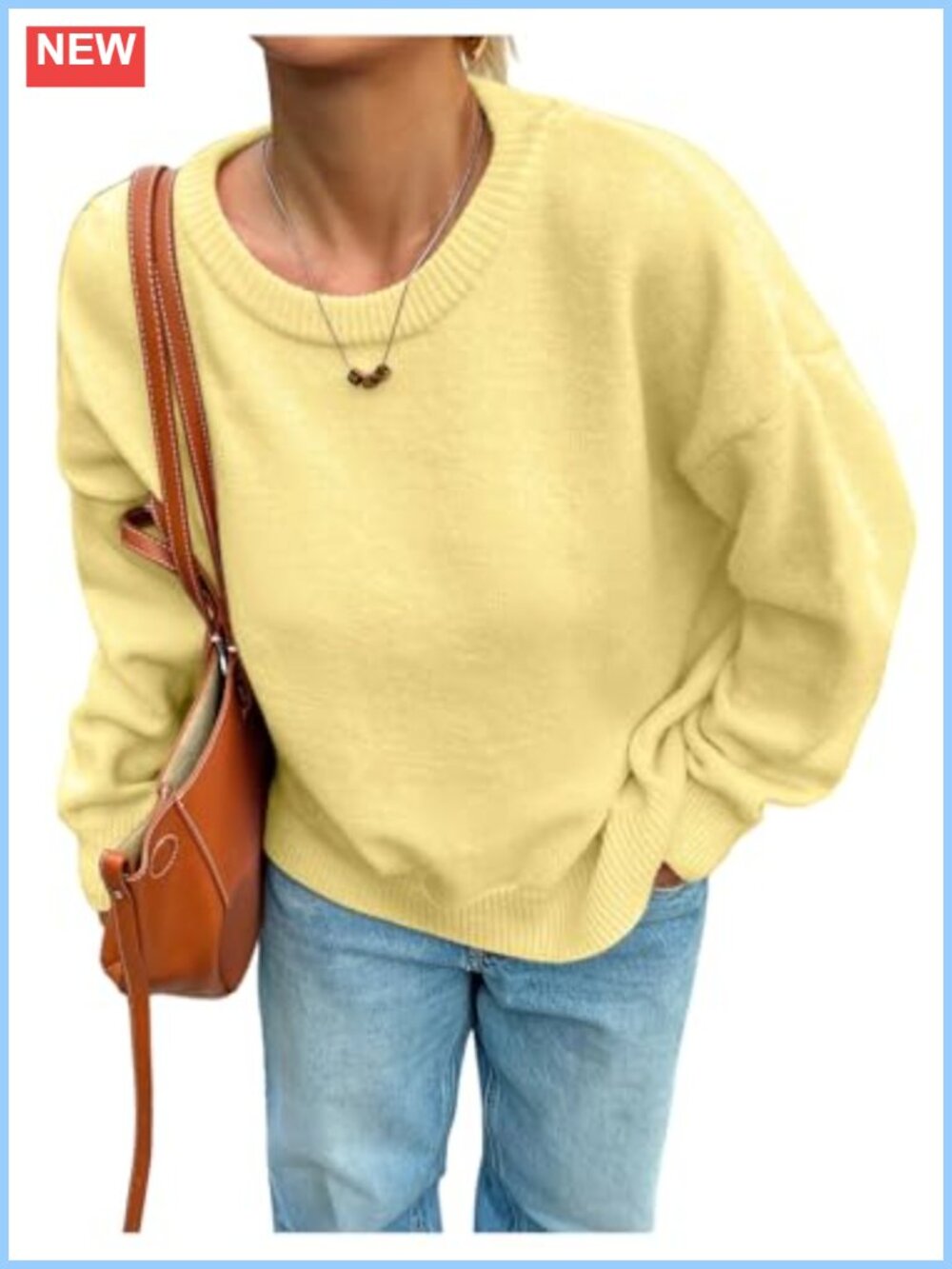 Oversized Knit Pullover Sweater Long Sleeve Crewneck Loose Fit